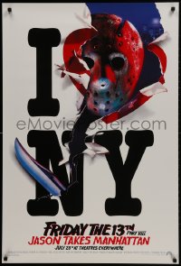 1w728 FRIDAY THE 13th PART VIII recalled teaser 1sh 1989 Jason Takes Manhattan, I love NY in July!