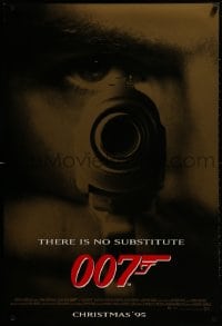1w736 GOLDENEYE advance DS 1sh 1995 Pierce Brosnan as James Bond 007, cool gun & eye close up!