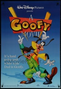 1w737 GOOFY MOVIE DS 1sh 1995 Walt Disney, it's hard to be cool when your dad is Goofy, blue style!