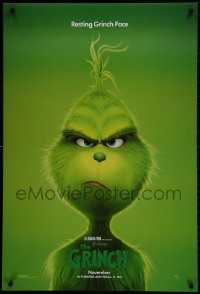 1w739 GRINCH advance DS 1sh 2018 Dr. Seuss book How the Grinch Stole Christmas, resting Grinch face!