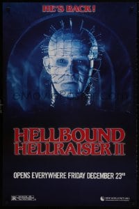 1w746 HELLBOUND: HELLRAISER II teaser 1sh 1988 Clive Barker, close-up of Pinhead, he's back!