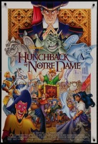 1w751 HUNCHBACK OF NOTRE DAME DS 1sh 1996 Walt Disney, Victor Hugo, art of cast on parade!
