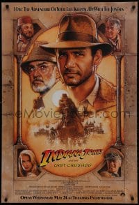 1w760 INDIANA JONES & THE LAST CRUSADE advance 1sh 1989 Ford/Connery over a brown background by Drew