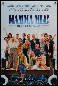 1w804 MAMMA MIA! HERE WE GO AGAIN teaser DS 1sh 2018 Streep, Cher, & cast on dock, Summer!