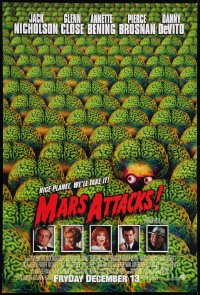 1w809 MARS ATTACKS! int'l advance 1sh 1996 directed by Tim Burton, great image of brainy aliens!