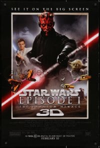 1w840 PHANTOM MENACE advance DS 1sh R2012 Star Wars Episode I in 3-D, different image of Darth Maul!