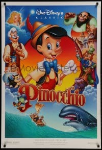 1w843 PINOCCHIO DS 1sh R1992 images from Disney classic fantasy cartoon!