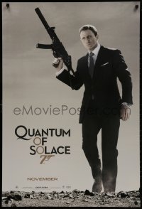 1w858 QUANTUM OF SOLACE teaser 1sh 2008 Daniel Craig as Bond with H&K submachine gun!