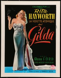 1w336 GILDA 15x20 REPRO poster 1990s sexy smoking Rita Hayworth full-length in sheath dress