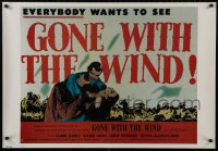 1w337 GONE WITH THE WIND 26x38 REPRO poster 1980s Clark Gable, Vivien Leigh, Howard!