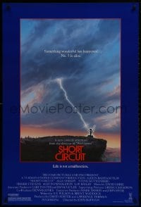1w900 SHORT CIRCUIT 1sh 1986 cool artwork of Johnny Five being struck by lightning by John Alvin!