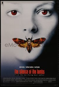 1w903 SILENCE OF THE LAMBS style D DS 1sh 1991 creepy image of Jodie Foster with moth over mouth!