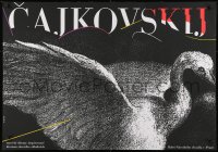 1w471 CAJKOVSKIJ 27x39 Czech stage poster 1994 Tchaikovsky, art of a swan by Zdenek Ziegler!