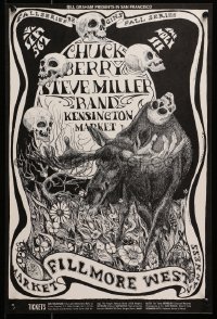 1w161 CHUCK BERRY/STEVE MILLER BAND/KENSINGTON MARKET 14x21 music poster 1968 artwork by Conklin!