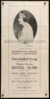 1w357 CLARA KIMBALL YOUNG 12x25 special poster 1920s attending dinner and dance reception!