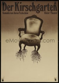 1w489 DER KIRSCHGARTEN 23x32 East German stage poster 1984 The Cherry Orchard, wild chair art!