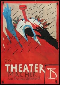 1w492 DER THEATER MACHER 23x32 East German stage poster 1989 wild nail-in-head art by Keinenburg!