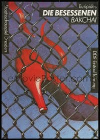 1w495 DIE BESESSENEN 23x32 East German stage poster 1986 wild art of red shoe by Hennig!