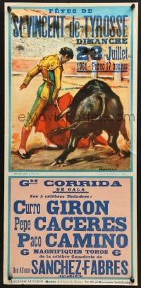 1w374 FETES DE ST-VINCENT-DE-TYROSSE 13x28 French special poster 1961 bullfight by Santos Saavedra!