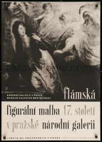 1w226 FLAMSKA 23x32 Czech museum/art exhibition 1968 woman with two angels, Prague, Czechoslovakia!