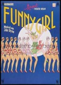 1w519 FUNNY GIRL 24x33 German stage poster 1994 art of chorus girls by E. Hennig!