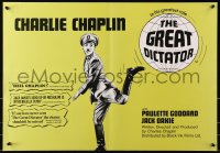 1w386 GREAT DICTATOR 19x28 English special poster R1970s best image of Hitler-esque Charlie Chaplin!