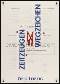 1w545 LEIPZIG OPERA 24x33 German stage poster 1995 Zeitzeugen Wegzeichen, designed by Fiedler!