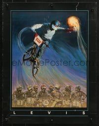 1w394 LEVI'S 17x22 special poster 1982 blue jeans, BMX racer holding torch over other racers!