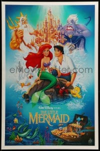 1w396 LITTLE MERMAID 18x27 special 1989 Morrison art of cast, Disney underwater cartoon!