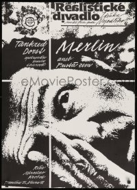 1w552 MERLIN 23x32 Czech stage poster 1988 Tankred Dorst, really wild close-up art!