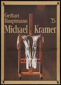 1w553 MICHAEL KRAMER 23x32 East German stage poster 1978 cool art of empty shirt over easel!