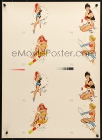 1w410 NEW YEAR'S PIN-UP ART 17x24 Danish special poster 1960s sexy themed poses by Milton!