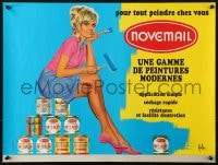 1w037 NOVEMAIL 17x22 French advertising poster 1960s art of sexy woman sitting on paint cans!