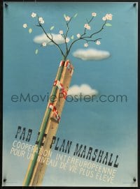 1w418 PAR LE PLAN MARSHALL 20x28 Dutch special poster 1948 art of tree held by flags by van den Eynde!