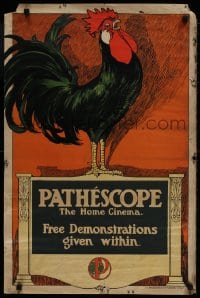 1w038 PATHESCOPE 20x30 English advertising poster 1910s art of crowing rooster, 28m KOK, rare!