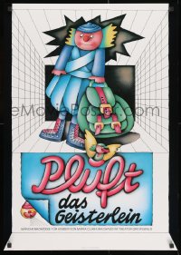 1w564 PLUFT DAS GEISTERLEIN 23x32 East German stage poster 1989 colorful art by Barbel Steinberg!