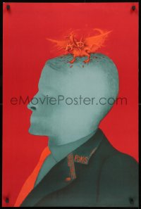 1w569 PUKIS 23x35 Latvian stage poster 1985 wild art of creature on top of a man's head by Svarcs!