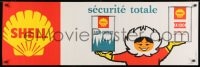 1w042 SHELL OIL COMPANY 15x46 Belgian advertising poster 1960s guy in parka holding two cans!