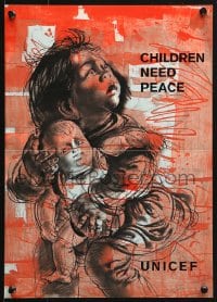 1w452 UNICEF 12x17 special poster 1979 child clutching doll, United Nations program!