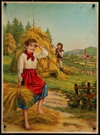 1w455 UNKNOWN POSTER 15x20 special poster 1940s women working in fields of hay, please help id!