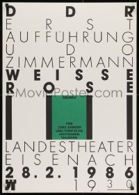 1w592 WEISSE ROSE 23x32 East German stage poster 1986 Udo Zimmermann play, Hajo Schuler art!