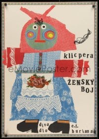 1w597 ZENSKY BOJ 23x33 Czech stage poster 1970 Vaclav Kliment Klicpera, wild Karel Vaca art!