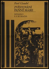1w599 ZVESTOVANI PANNE MARII 23x32 Czech stage poster 1970s Paul Claudel, wild religious artwork!