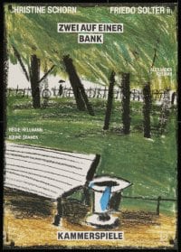 1w600 ZWEI AUF EINER BANK 23x32 East German stage poster 1984 art of a park by Grischa!