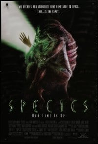 1w916 SPECIES DS 1sh 1995 sexy alien Natasha Henstridge, Ben Kingsley, sci-fi/horror, our time is up!