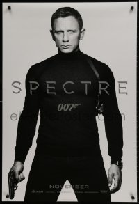 1w917 SPECTRE teaser DS 1sh 2015 cool image of Daniel Craig in black as James Bond 007 with gun!