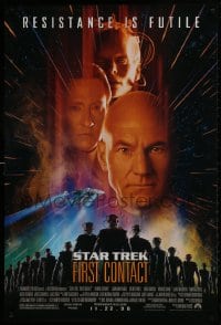 1w931 STAR TREK: FIRST CONTACT advance 1sh 1996 Jonathan Frakes, Stewart, Spiner, sexy Borg Krige!
