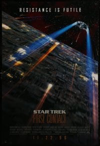 1w932 STAR TREK: FIRST CONTACT int'l advance DS 1sh 1996 starship Enterprise above Borg cube!