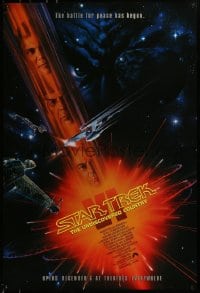 1w930 STAR TREK VI advance 1sh 1991 William Shatner, Leonard Nimoy, art by John Alvin!