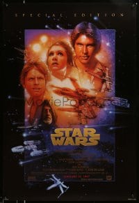 1w934 STAR WARS style B advance 1sh R1997 George Lucas classic sci-fi epic, art by Drew Struzan!